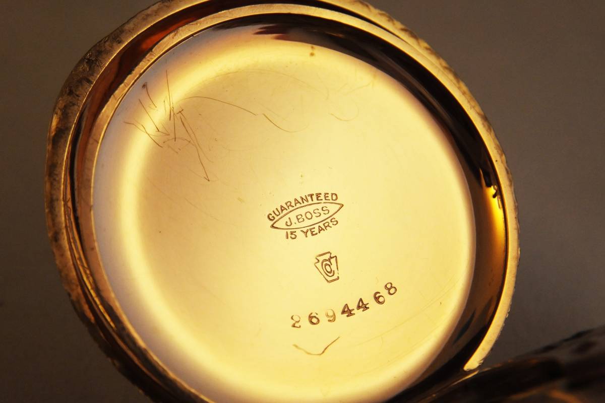 1889年製◆HAMPDEN 美彫金フルハンター 6S 15石 Gr.213 ハンプデン懐中時計◆美品