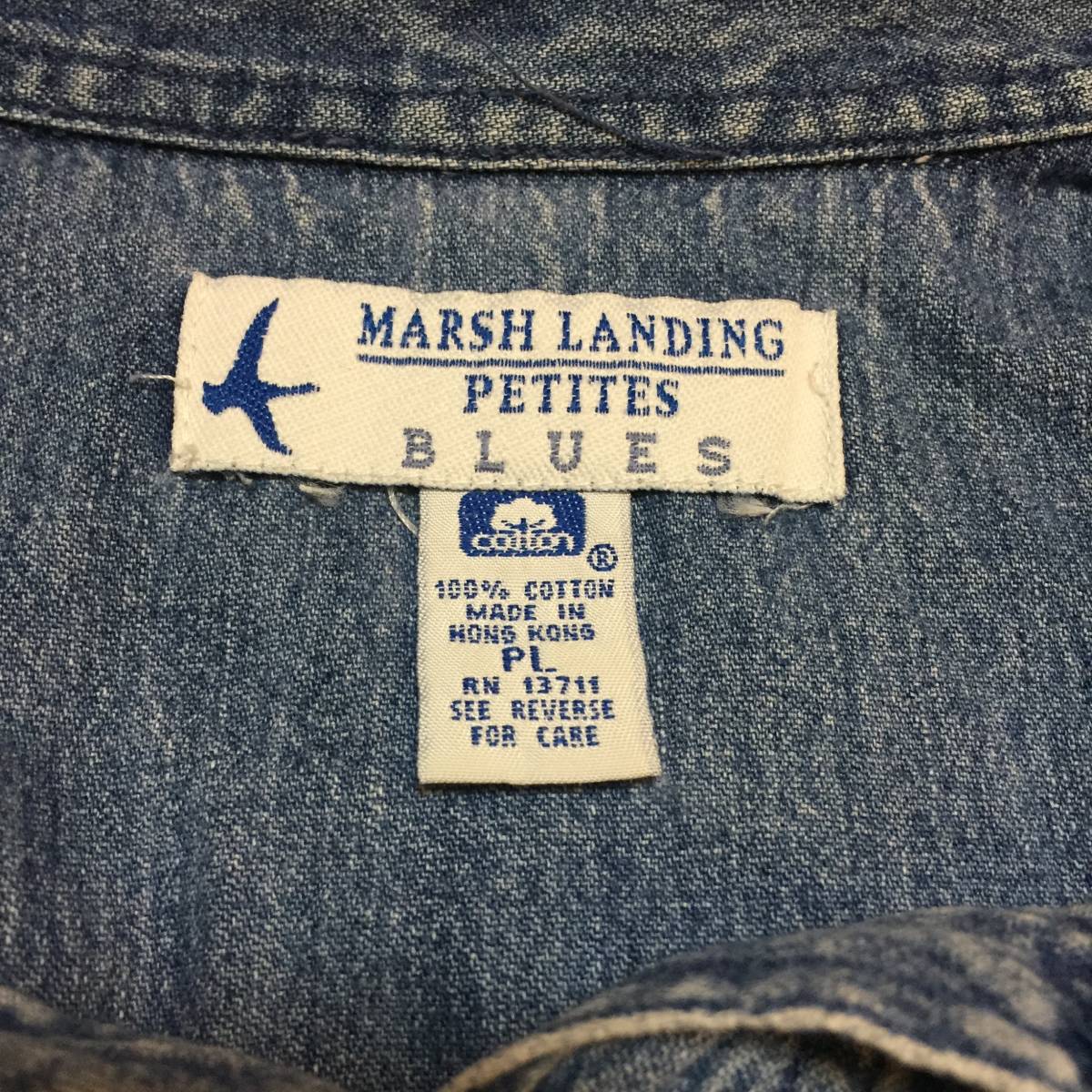 MARSH ビンテージ　MARSH LANDING　デニム　デザイン　ノースリーブ　コットン　ワンピース　レディース 古着　0812 LANDING 90s ビンテージ デニム コーデュロイ ジャケット カバーオール 長袖 シャツ ビックシルエット