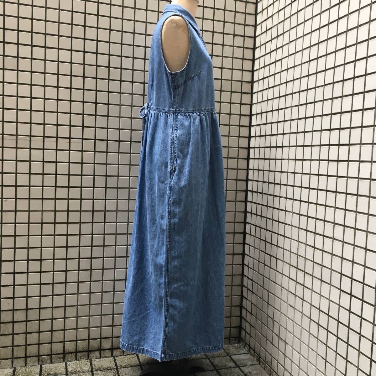 MARSH ビンテージ　MARSH LANDING　デニム　デザイン　ノースリーブ　コットン　ワンピース　レディース 古着　0812 LANDING 90s ビンテージ デニム コーデュロイ ジャケット カバーオール 長袖 シャツ ビックシルエット