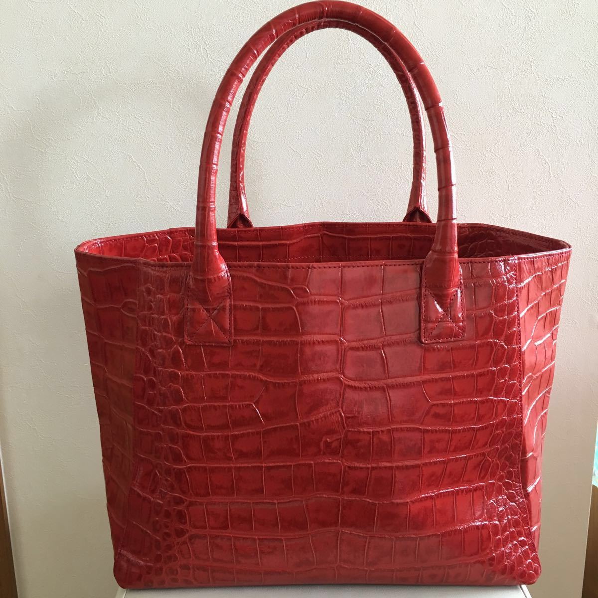 1円◇超美品◇PAVITRA◇パヴィトラ◇クロコ型押しレザートートバック 