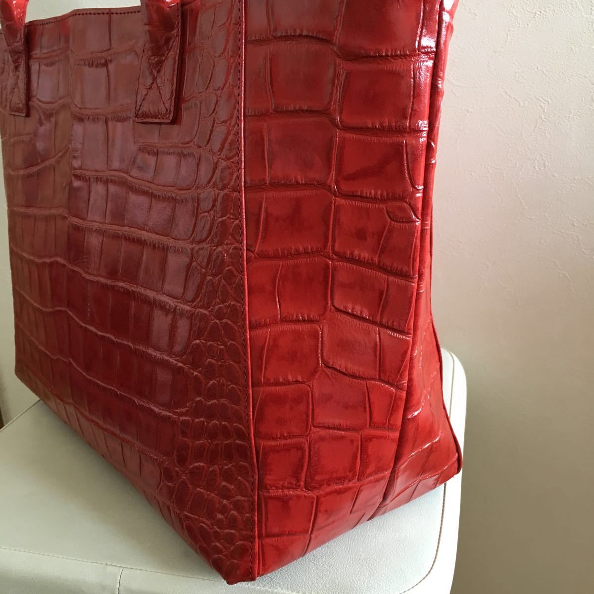 1円◇超美品◇PAVITRA◇パヴィトラ◇クロコ型押しレザートートバック 