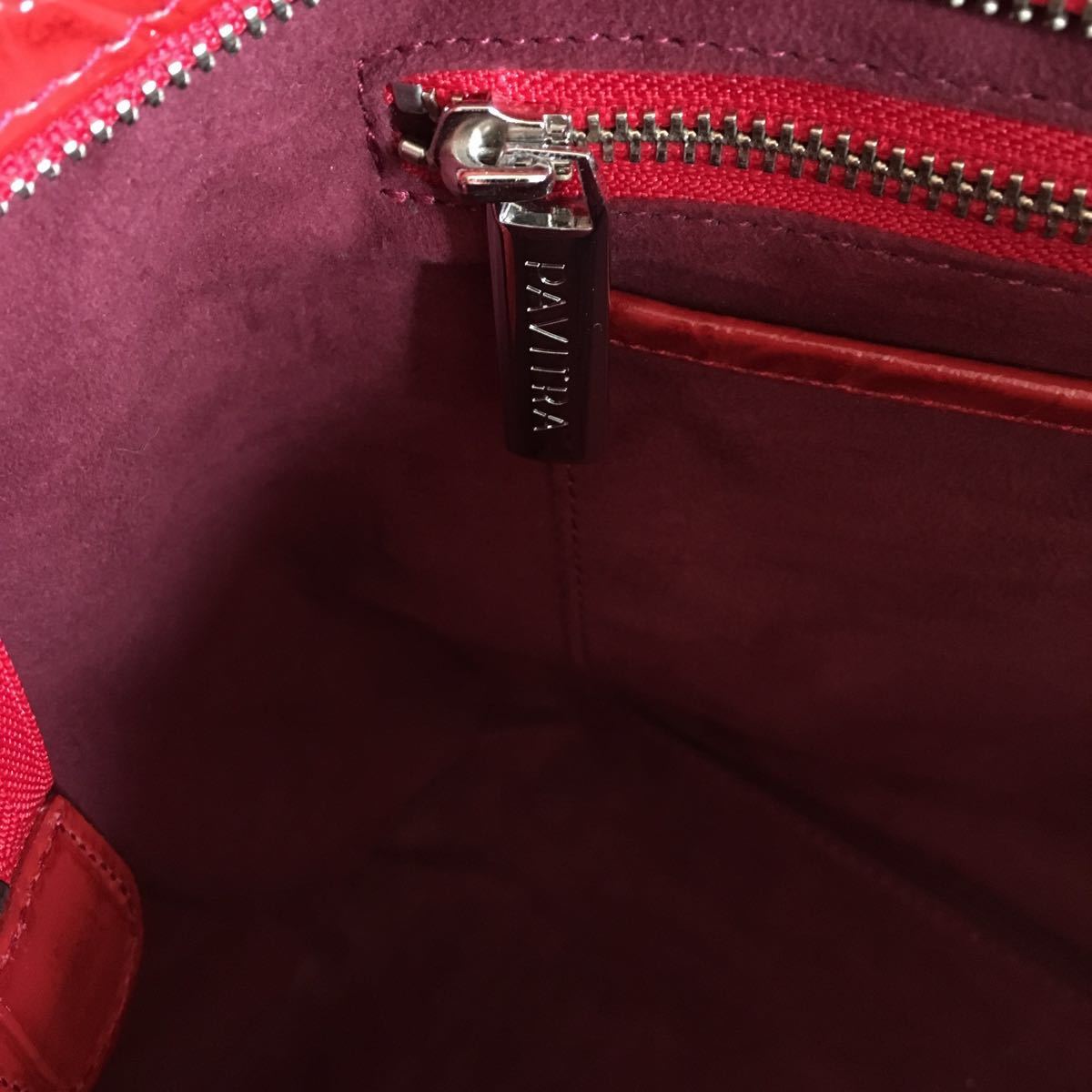 1円◇超美品◇PAVITRA◇パヴィトラ◇クロコ型押しレザートートバック 
