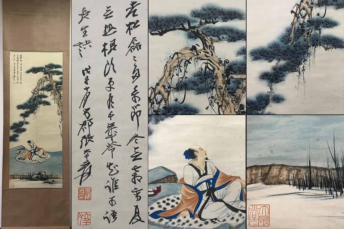 掛軸 墨書 共箱（裏書あり） ❣️GW期間値下げ中❣️ 掛軸 墨書 共箱
