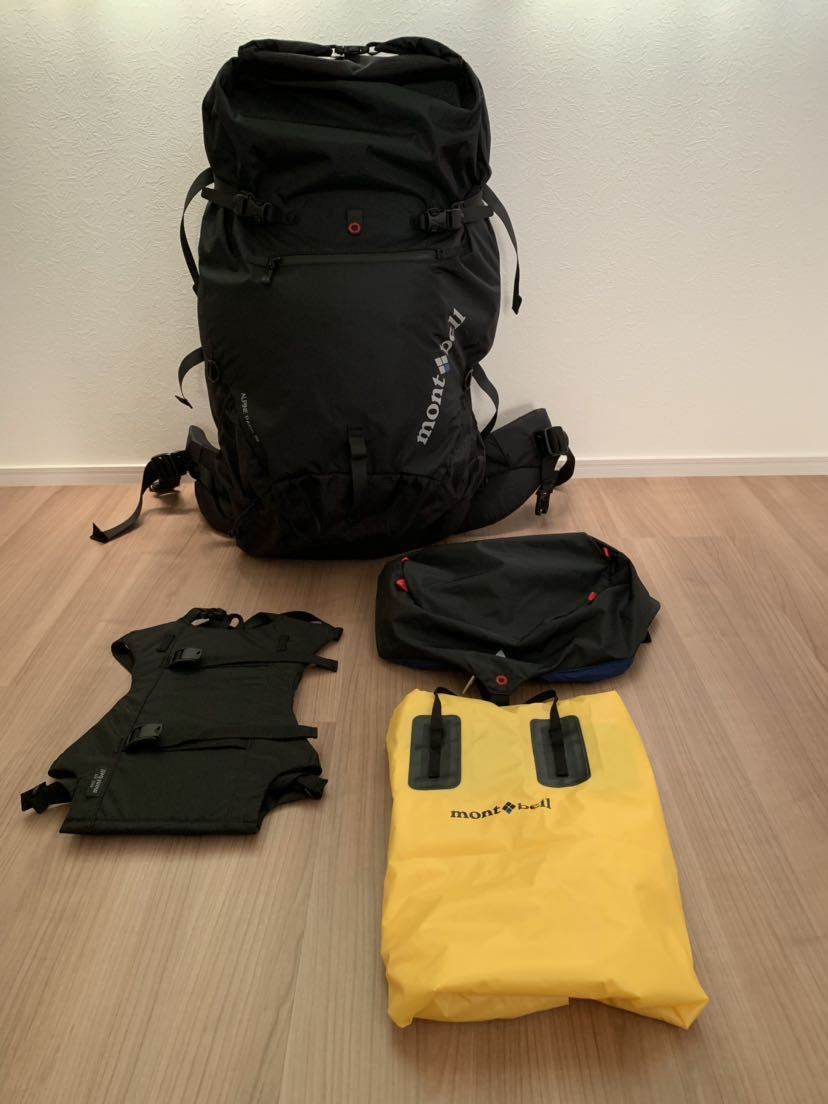 【美品】モンベル　アルパインパック50　黒　トップリッド　ギアホルダー付　クリーニング済　mont-bell　ALPINE　PACK　50_1