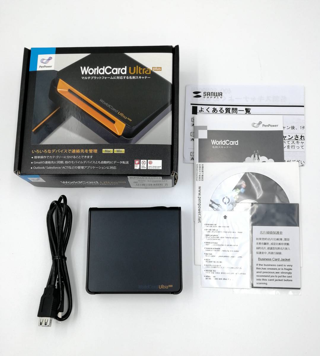 PenPower WorldCard Ultra Plus 本体 名刺スキャナー USB名刺管理スキャナ Worldcard Ultra Plus 400-SCN005N スキャナ