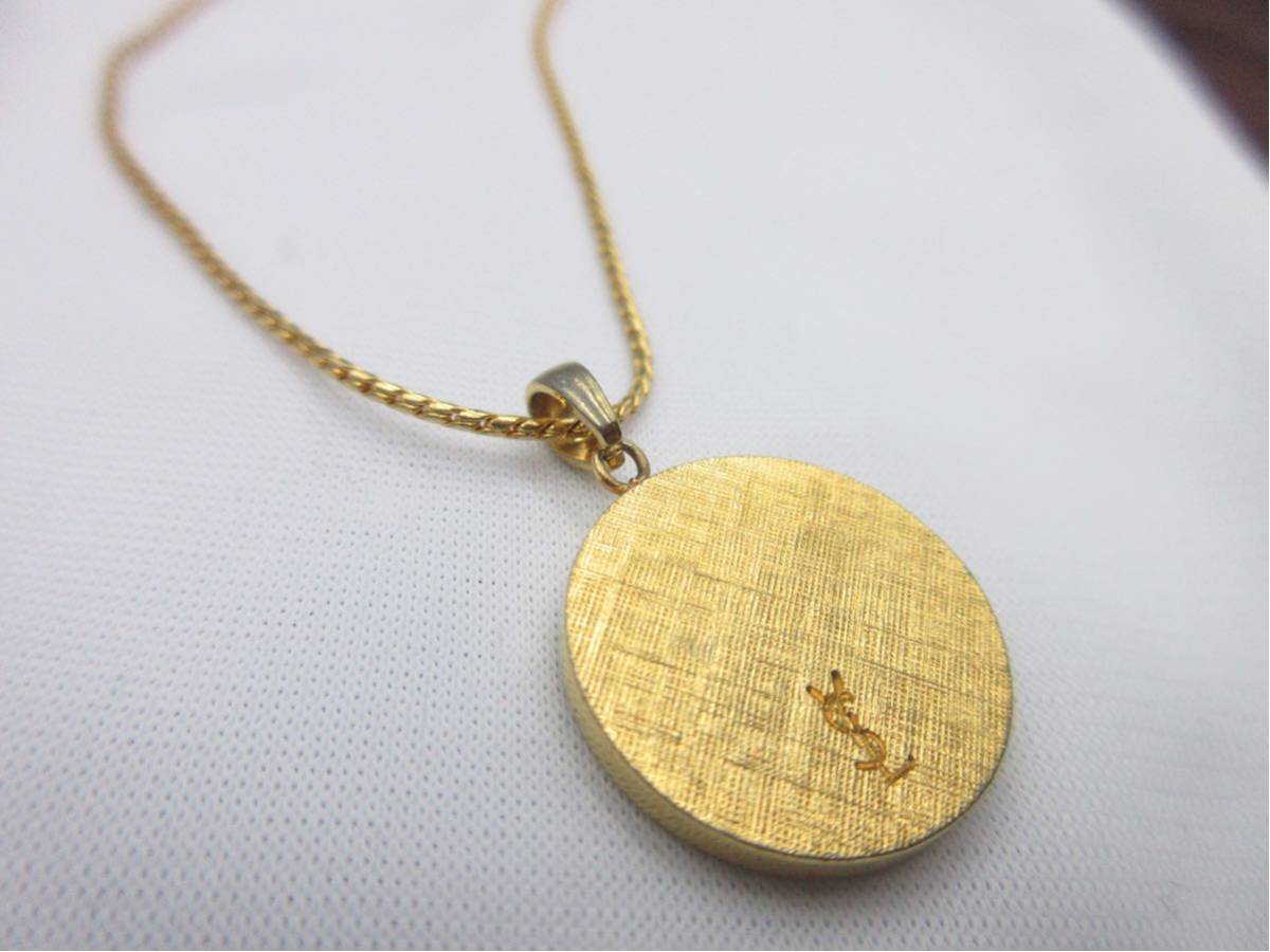 美品】☆ イブサンローラン ロゴ YSL ネックレス ゴールド Yves Saint 