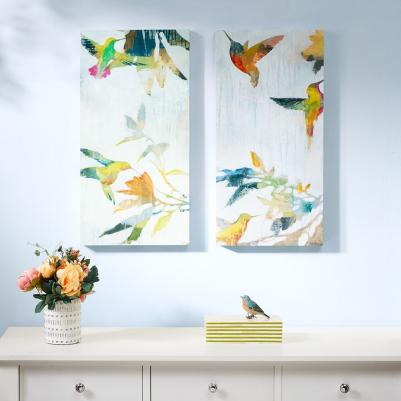 送料無料 キャンバスアート 2点セット ハチドリ 鳥 バード マディソン