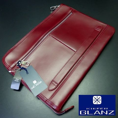 新品 キーファーグランツ 高級 本牛革レザー クラッチバッグ 赤ワイン KIEFER GLANZ メンズ 男性 紳士用 ハンドバッグ