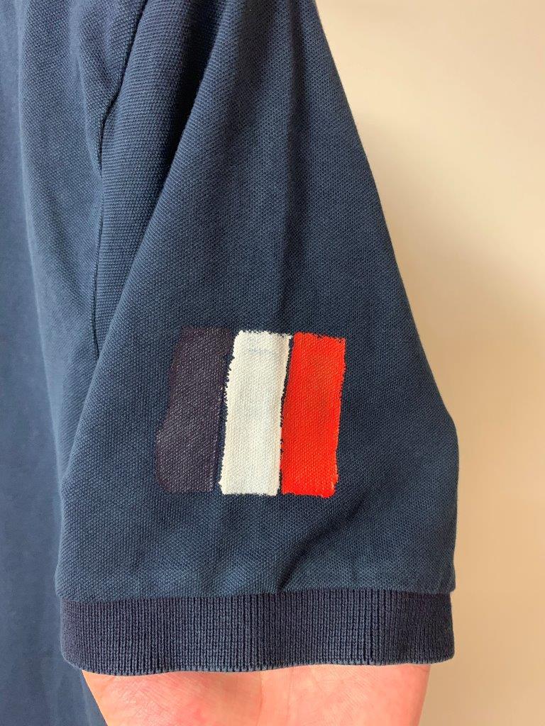 ポロシャツ MONCLER (モンクレール) モンクレール サイズ:Ｌ グレー アイコンワッペンポロシャツ ワンポイント 半袖 中古・古着通販MONCLER | 肩の刺繡ロゴ Polo 100%綿生地 ブラック ポロシャツ（シャツ・ブラウス