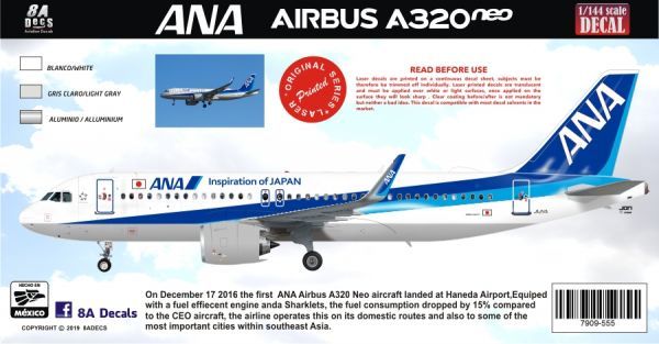 【在庫あり】1/144 8Aデカール ANA 全日空 A320-200NEO Inspiration of Japan_1