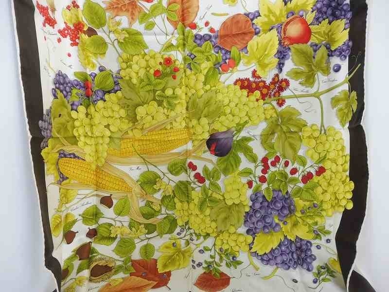 マンテロ MANTERO 大判シルクスカーフ フルーツ柄 果物柄 マルチ