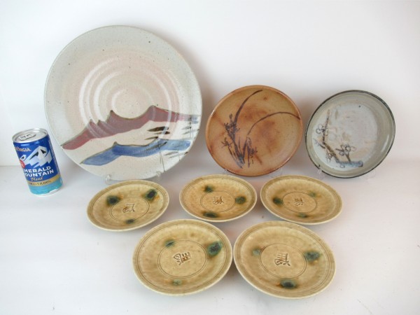 和食器 7点セット 能穴焼 越前焼 黄瀬戸焼 清水焼 カップ&ソーサー 平皿 丸皿 小皿 小鉢 箸置 六月陶房 お香立て 井高洋成 河村俊郎 共箱付_4