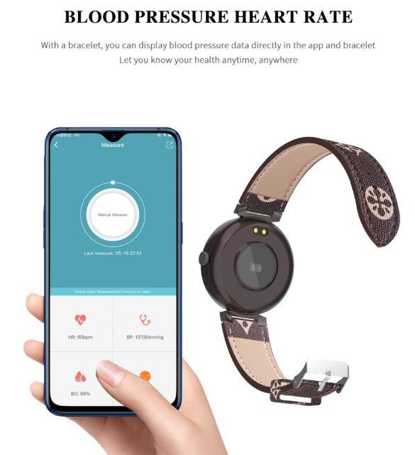 s23 スマートウォッチ ブラウン 茶色 SNS facebook/twitter/LINE通知 血圧 心拍数 睡眠 革 日本語対応 iphone/android_7