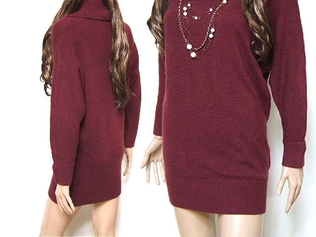 550 ヘブンアンドアース Luxu 冬 オフタートル風ニットワンピース ボルドー系canmil Mサイズ 売買されたオークション情報 Yahooの商品情報をアーカイブ公開 オークファン Aucfan Com
