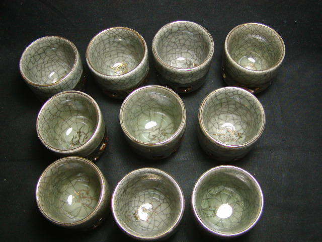 大堀相馬焼 初だし 相馬焼 ぐい呑 10客 精密細工 煎茶道具 無傷 松永