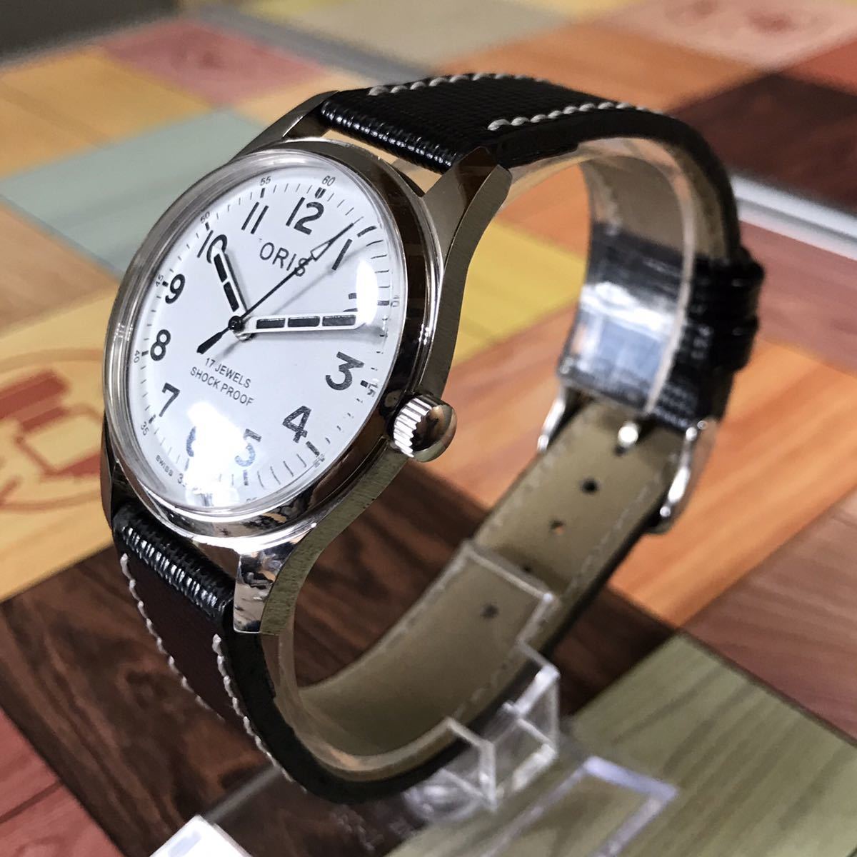 K美品 オリス ORIS ホワイト SWISS 17石 機械式手巻き アンティーク 