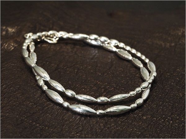 【品質保証】ナバホ族 希少デザイン オールシルバー ビーズチェーン ネックレス(高級仕様 数量限定販売 SV925 スターリングシルバー S83-3_1