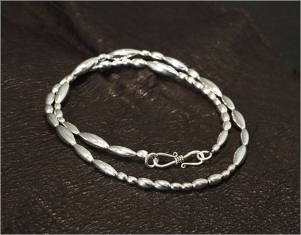 【品質保証】ナバホ族 希少デザイン オールシルバー ビーズチェーン ネックレス(高級仕様 数量限定販売 SV925 スターリングシルバー S83-3_2