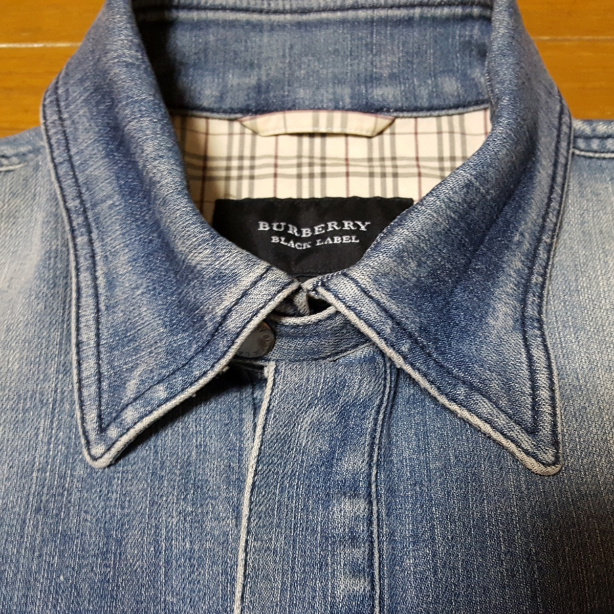 BURBERRY BLUE LABEL ユーズド加工 チェック デニムジャケット 