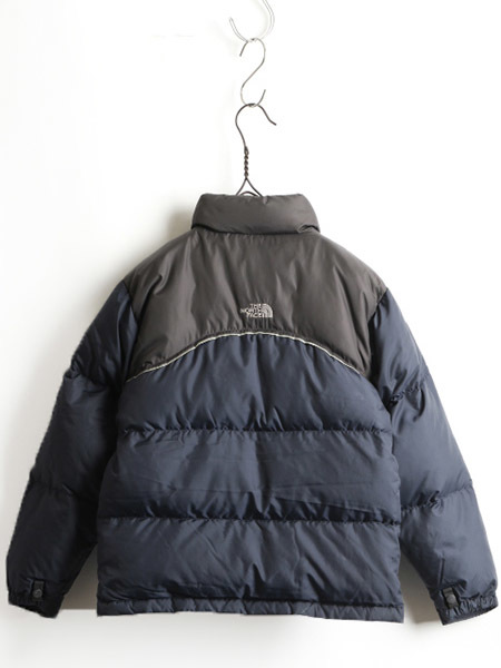 ボーイズ M 140-150cm 程■ ノースフェイス ヌプシ 2トーン ダウン ジャケット 600フィル ( キッズ 子供 M ) 古着 紺 灰 The North face