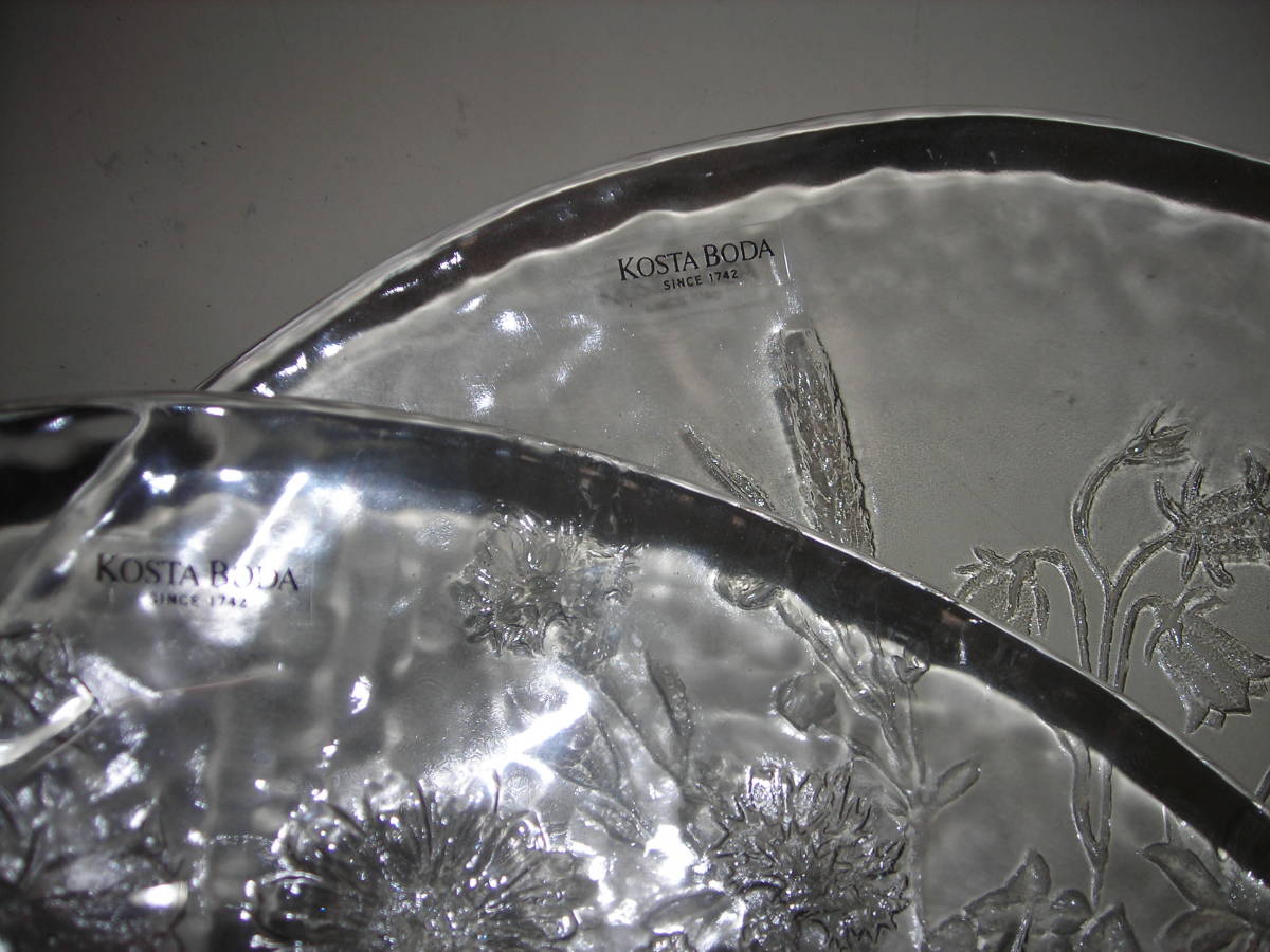 コスタボダ ウラ ガラスプレート 北欧食器&frasl;Kosta - KOSTA BODA Glass Ulla Boda 大皿 メルカリ 19㎝ ペアプレート ２枚 テーブル