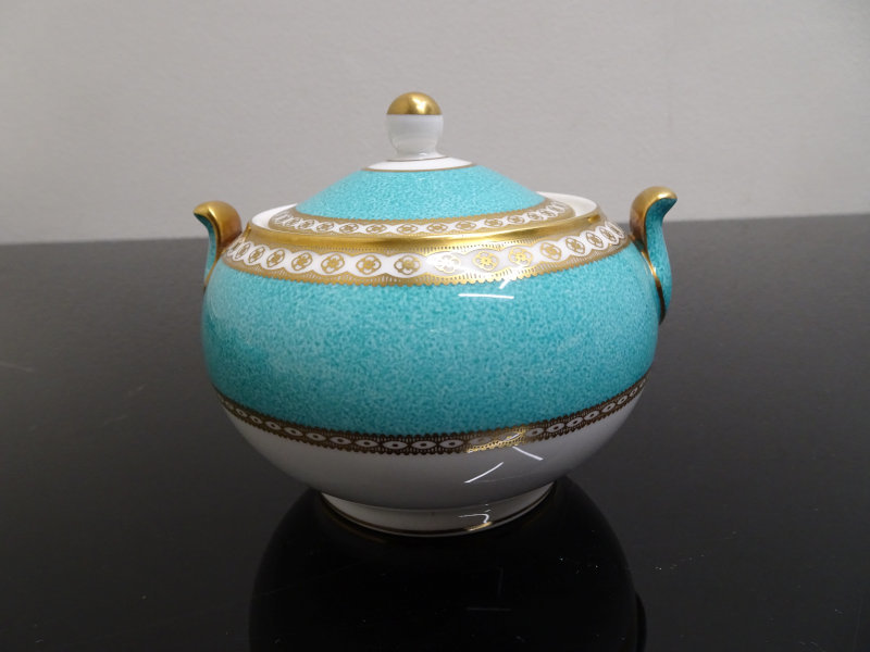 k112k6★中古美品 ウェッジウッド（Wedgwood）ユーランダー パウダーターコイズ シュガーポット＆ミルクピッチャー セット/緑 廃盤 希少