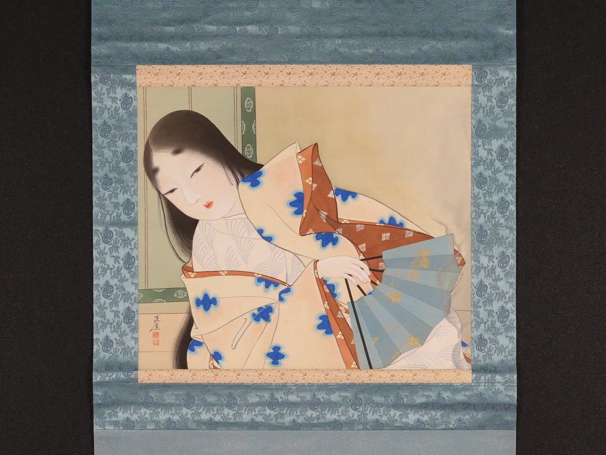 模写】【伝来】M9321〈井川洗厓〉美人図 挿絵画家 浮世絵 岐阜の人