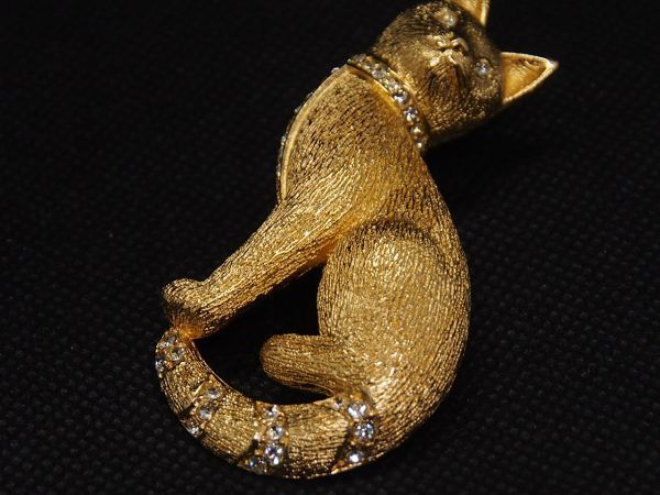 ya273 1円 クリスチャン ディオール dior 猫 デザイン ラインストーン