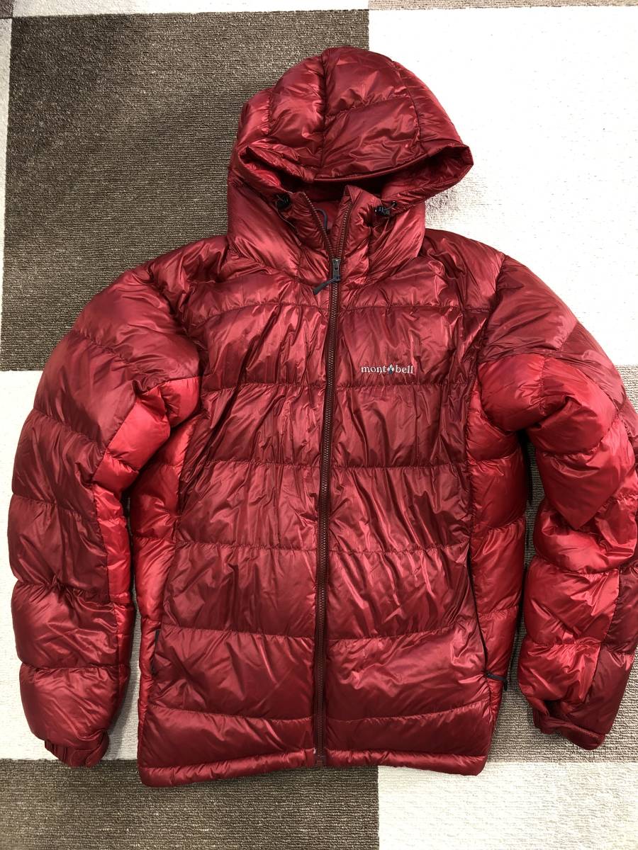 正規品，人気セール モンベル mont-bell パーカー付きダウンジャケット レッド L スタッフバッグ付き(男性用)｜売買されたオークション情報、yahooの商品情報をアーカイブ公開 - オークファン 男性用