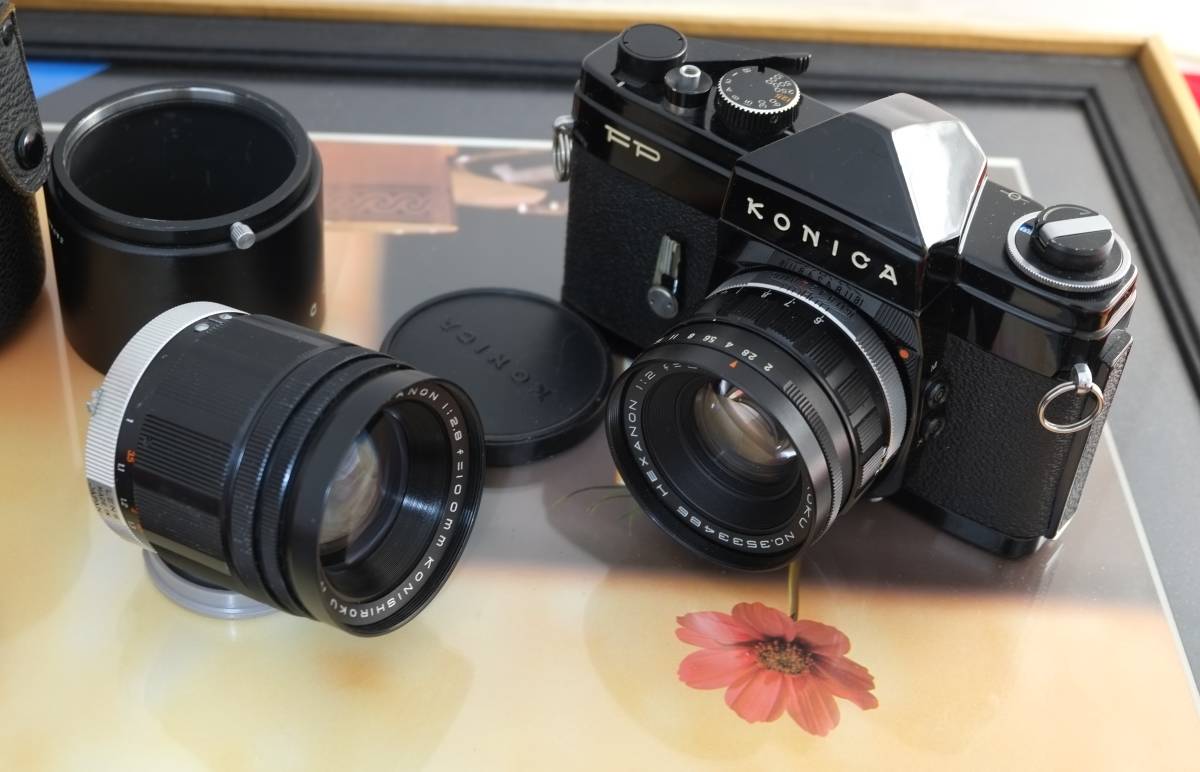 Konica コニカFP 希少黒 ヘキサノン50mm f2.0、100mm f2