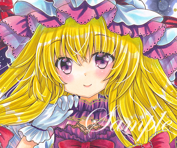★同人手描きイラスト　東方Project/八雲紫　色紙★