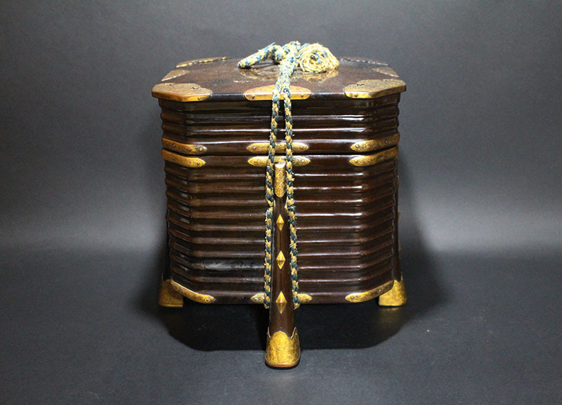 茶道具 輪島塗 藤野松香作 つぼつぼ蒔絵 中棗 金塗 共箱共布 V880 ツル