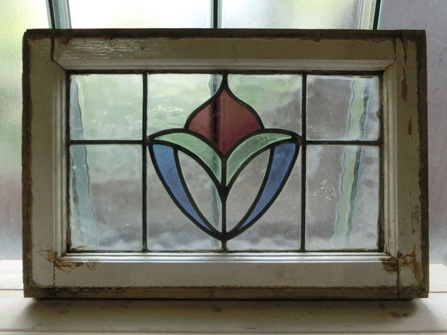 定番人気 6S-161 ステンドグラス 花柄/イギリス/英国/アンティークガラス