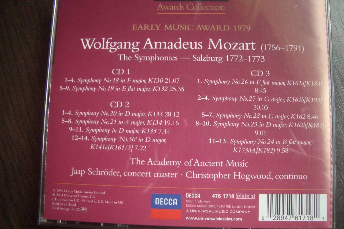 ホグウッド★モーツァルト／交響曲集 （ザルツブルク 1772-1773） 3CD_2
