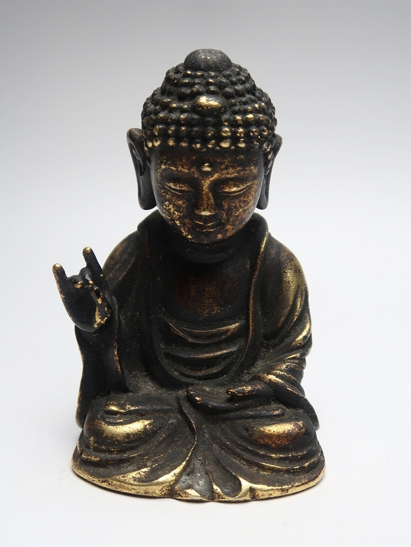 古美術・タイ仏教・旧蔵銅鎏金釈迦牟尼仏・純手作り・供養仏像・風水