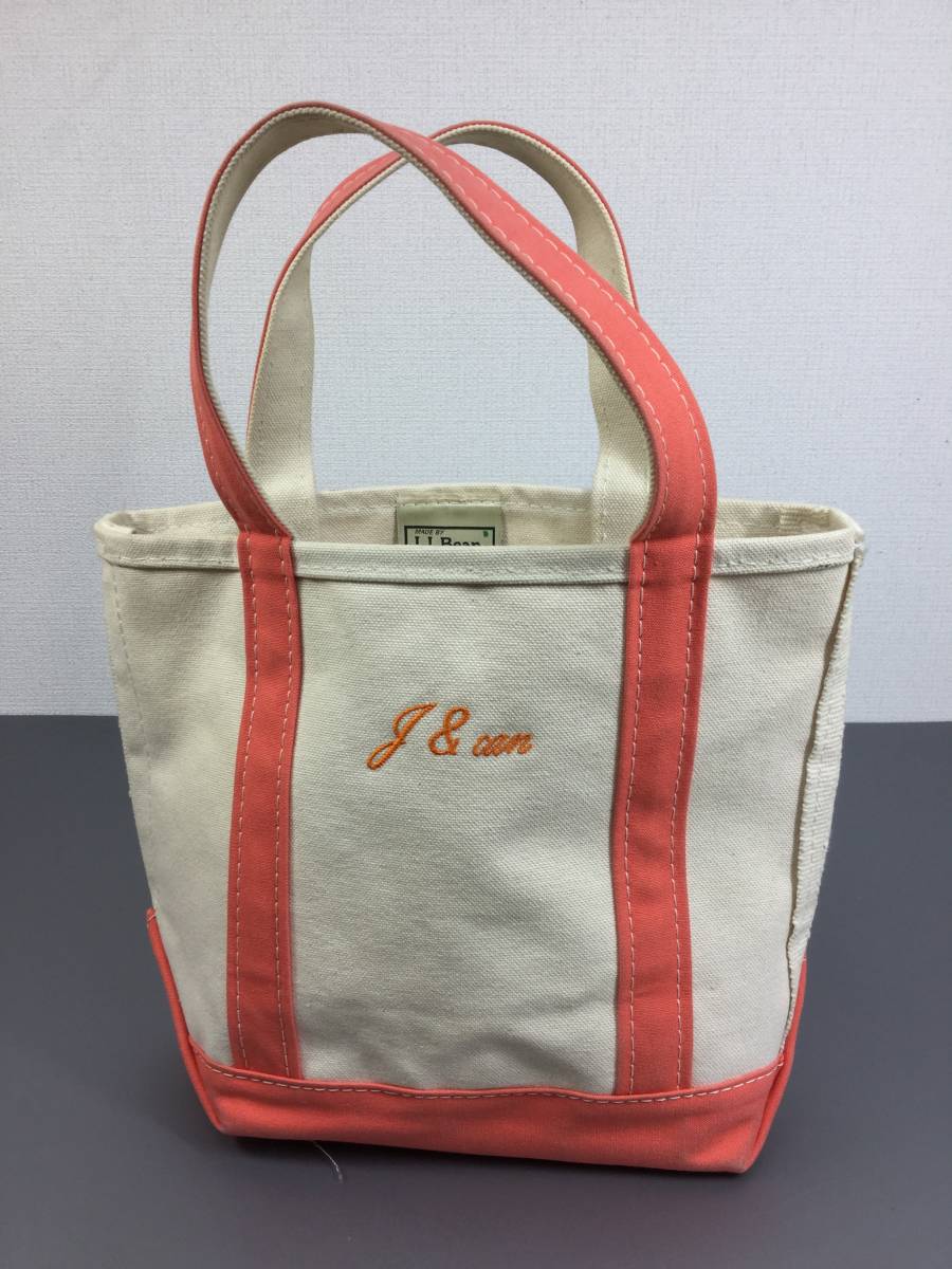 USA製 LLビーン トートバッグ ホワイト×サーモンピンク