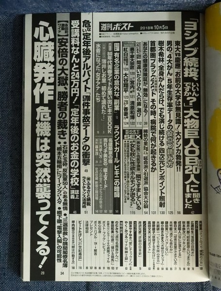 週刊ポスト 平成30年10月5日号 月亭八方 露木茂 薄井しお里 脊山麻理子 塩地美澄 古瀬絵理 大西蘭 大西結花 杉浦幸 生稲晃子 総合誌 売買されたオークション情報 Yahooの商品情報をアーカイブ公開 オークファン Aucfan Com