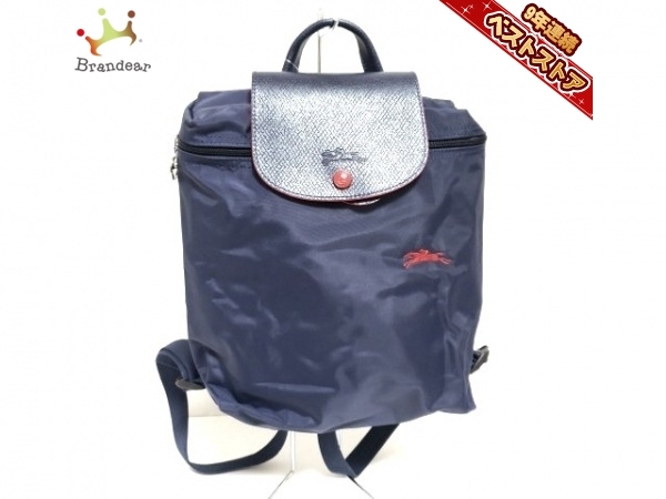 ロンシャン LONGCHAMP リュックサック ナイロン×レザー ネイビー