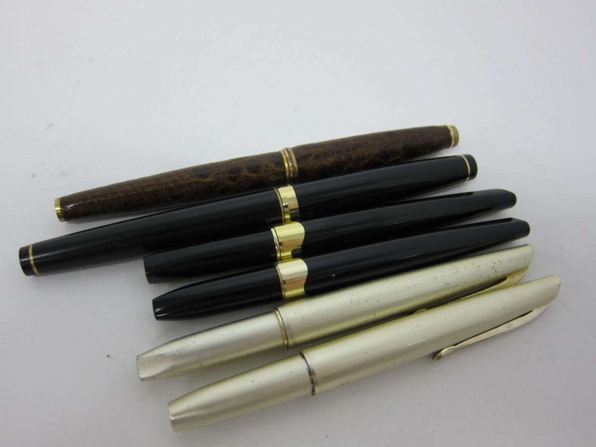 1円～ おたからや◆Z0202-23 PLATINUMプラチナ ペン先：14K 万年筆 6本セット_1