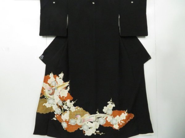 梅に鳳凰 キクヅル 留袖レンタル 黒留袖一覧 駒刺繍 平和屋着物□豪華