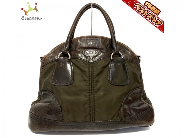 SALE，限定セール プラダ PRADA ハンドバッグ - レザー ダークブラウン 革タグ バッグ(ハンドバッグ)｜売買されたオークション情報、yahooの商品情報をアーカイブ公開 - オークファン かばん、バッグ