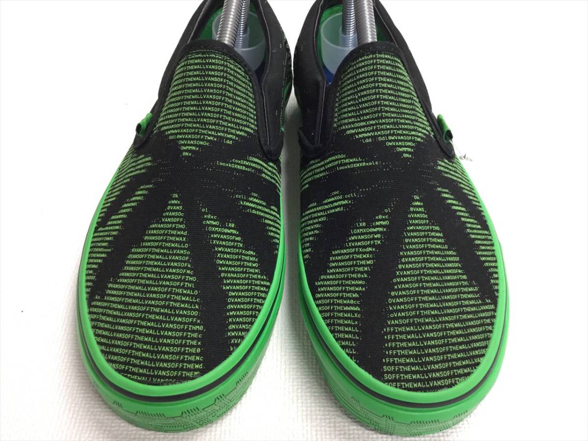 レア!! VANS SLIPON 黒x緑 OFF THE WALL 総柄 パームツリー US8 (26cm 