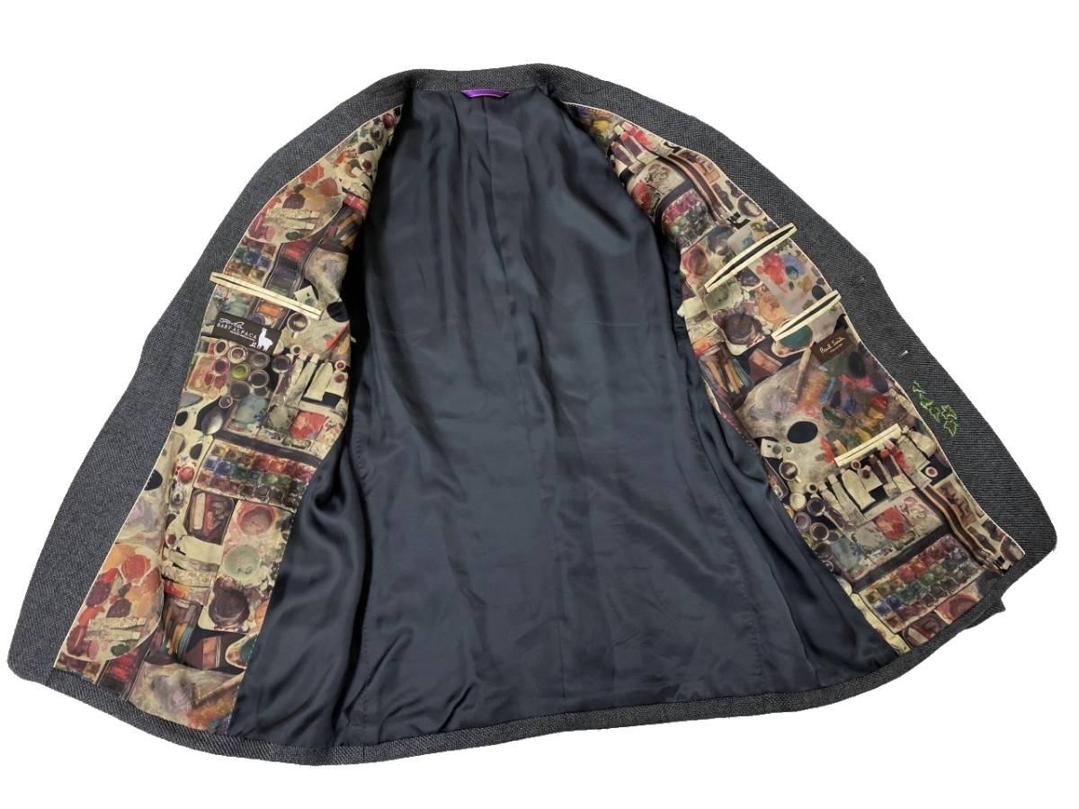 極美品 日本製! ポールスミス 総柄 総裏仕立て 最高級シルク混 