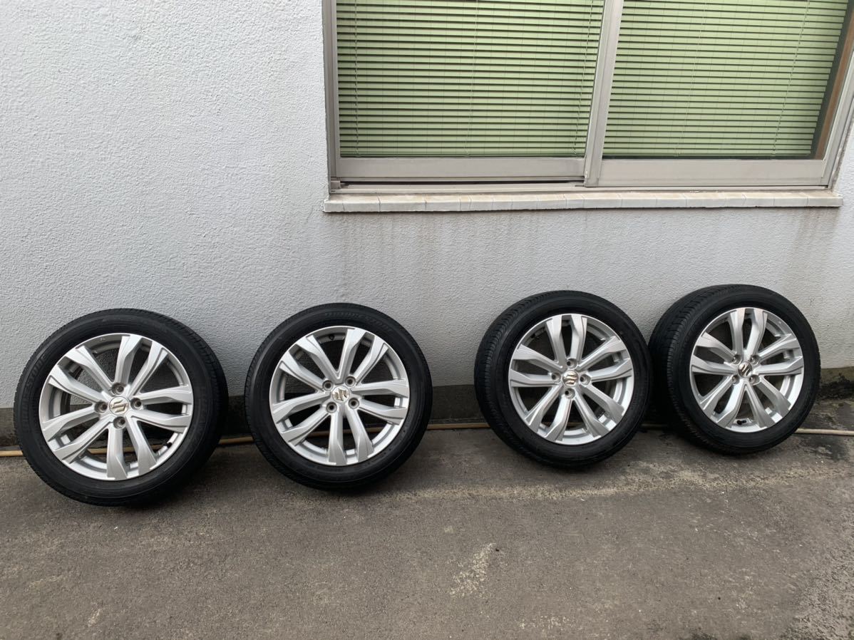 【個人出品】スズキＺＣ72ＳスイフトＲＳ後期純正16インチアルミホイール+タイヤ付き4本 185/55R16 16x6j+45 4H-100 バリ山クロスビーにも_1