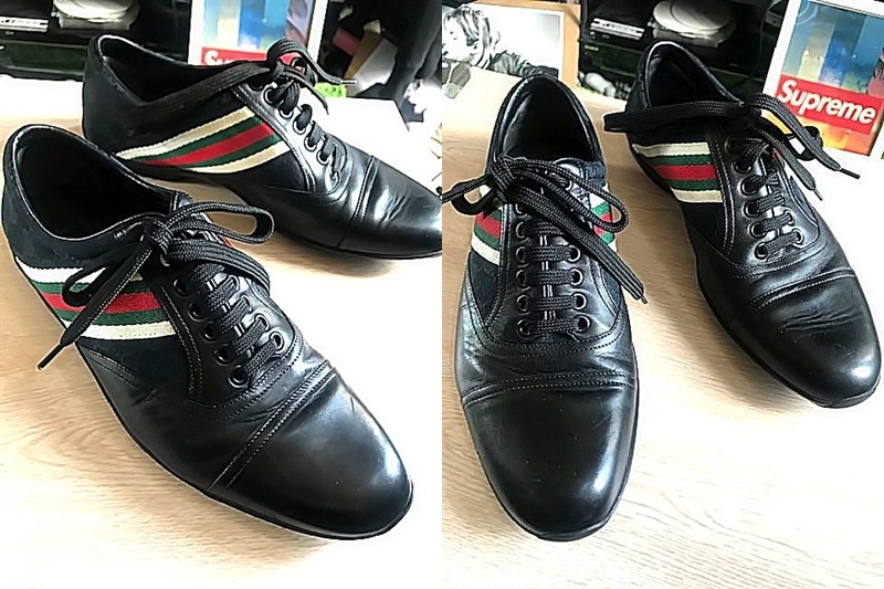 良好 正規 本物 レア 希少 GUCCI グッチ シェリーライン ブラック GG柄