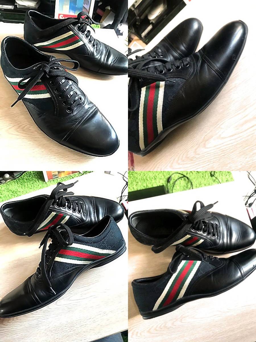 良好 正規 本物 レア 希少 GUCCI グッチ シェリーライン ブラック GG柄