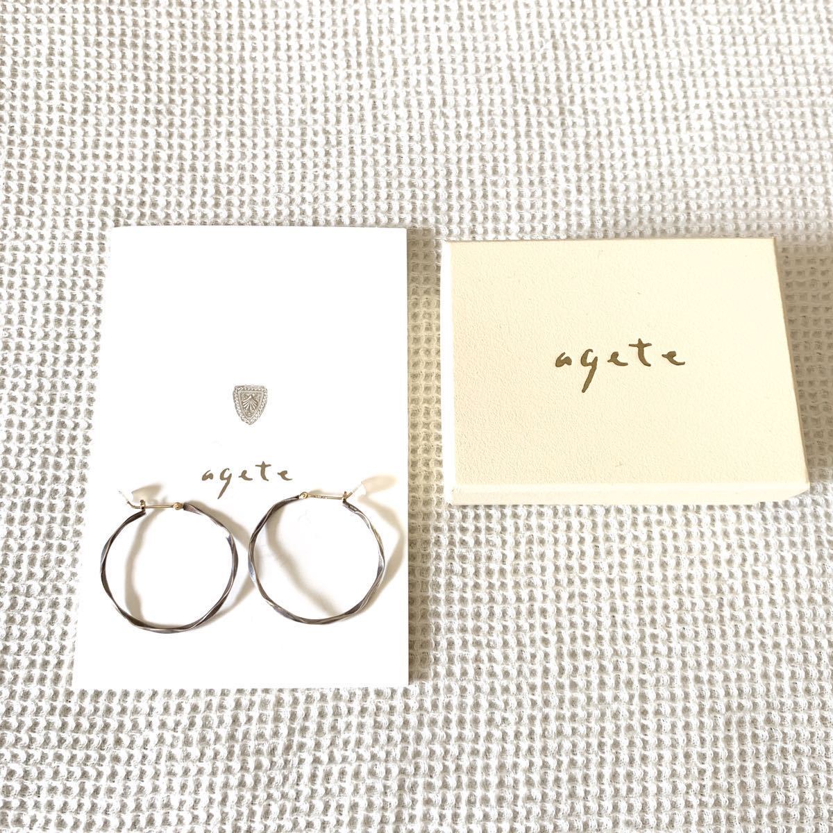 agete silver hoop pierce 10K アガット シルバー×10金 フープピアス
