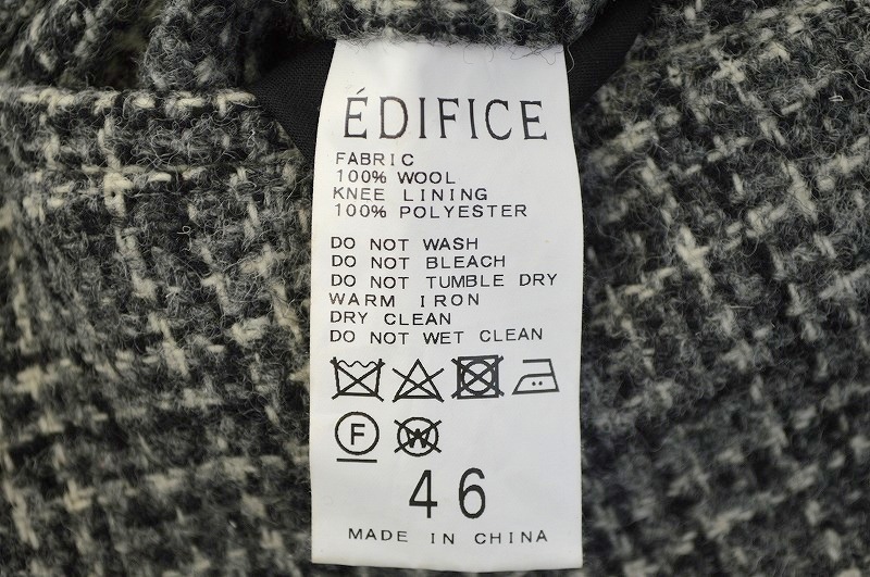 数量限定，品質保証 格安 2018FW 格安 EDIFICE エディフィス Harris Tweed ハリス・ツイード ツイードスラックスパンツ グレー 46
