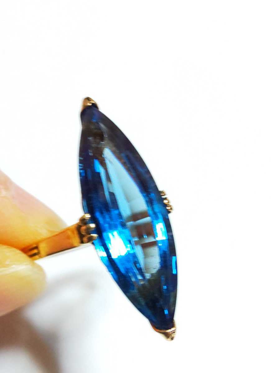 K18 指輪 ディープシースピネル 色石 千本透かし ヴィンテージリング