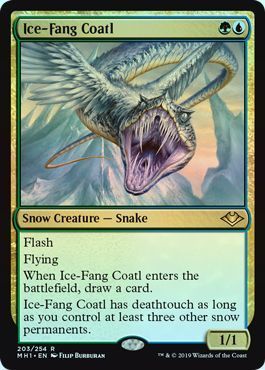 え金Foil 氷牙のコアトル 1枚（2枚在庫x 英 良品 MH1）/Ice-Fang Coatl